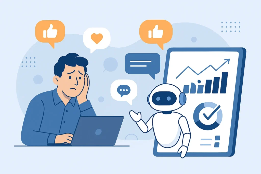 Managing social media is a diffcult task when it's not your expertise. Ai solves this problem