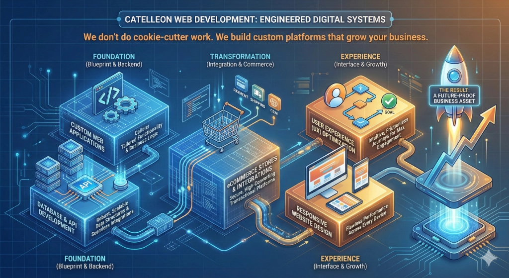 catelleon web development engineered digital systems infographic