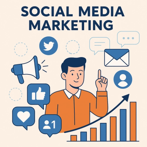 Infographic showing 2025 social media usage and engagement statistics with teal and orange highlights.